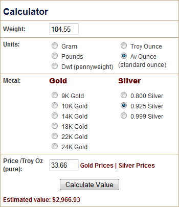 Silver Value Calculator